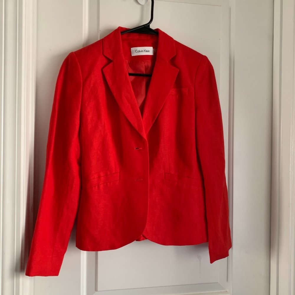 Calvin Klein Blazer Jacket Red Gold Buttons - Picture 2 of 8